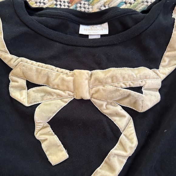 Erin Featherston for Target Long-Sleeve Tee with Velvet Bow in Black/White XL - Picture 3 of 4